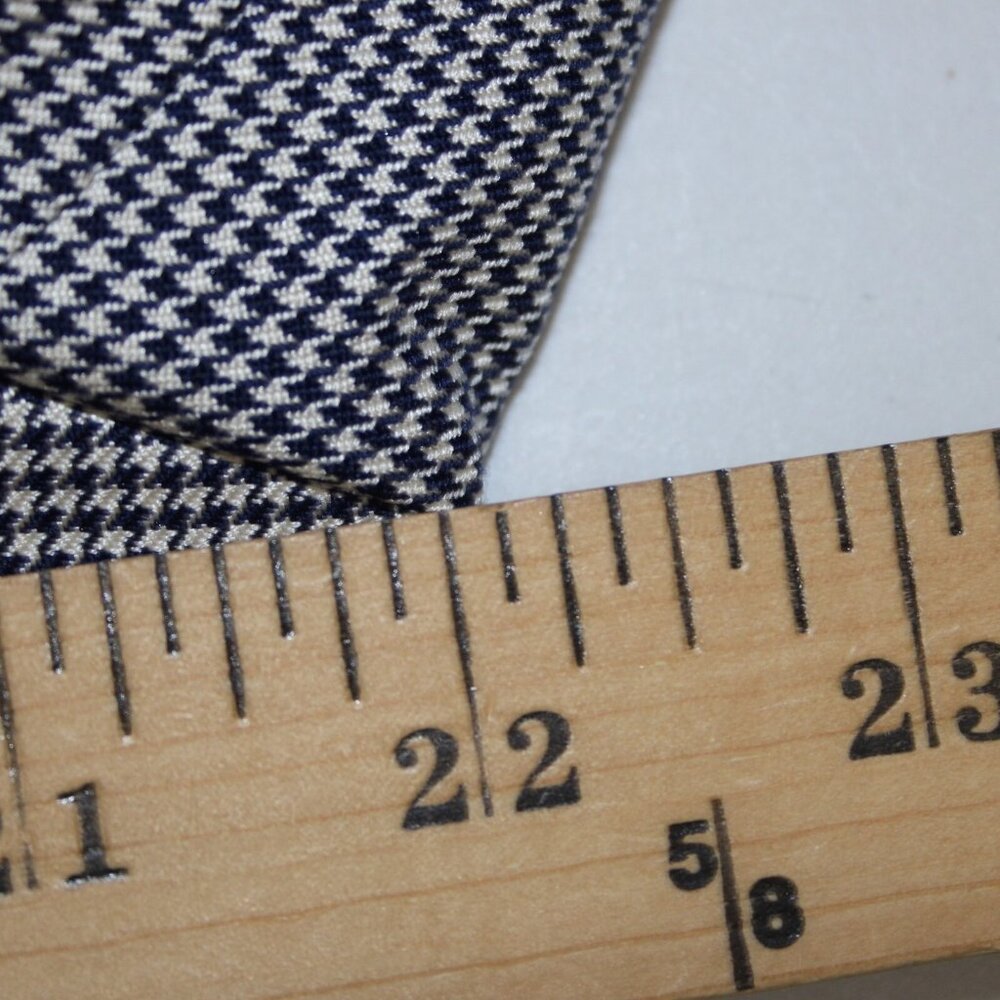 Carlisle Sz 16 Navy Blue White Brown Faux Pockets Lined Silk Wool Cotton Jacket - Picture 12 of 12
